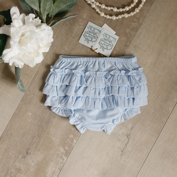 Girls Dress Blue Smocked Ruffled Diaper Cover Size 3 Months Feltman Brothers NWT - Picture 6 of 6